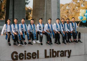 Graduation photo on geisel library